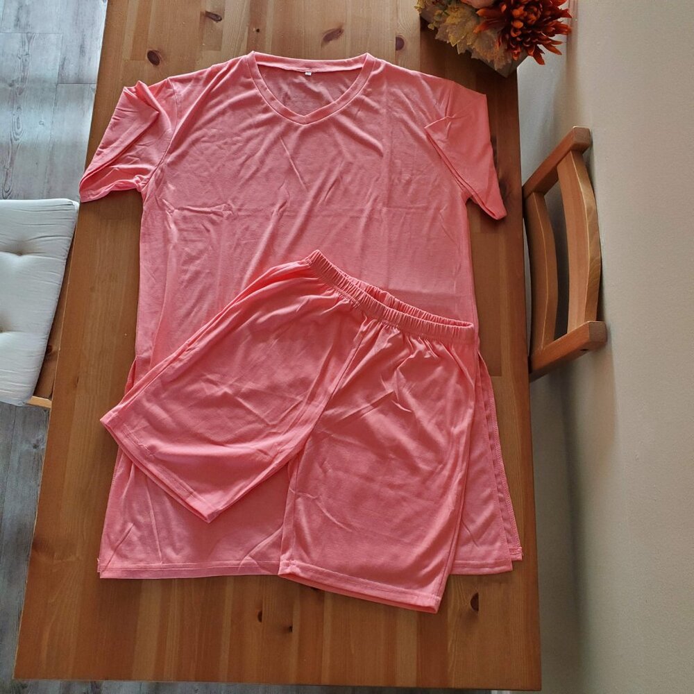 Women's 2Pcs Outfits Loungewear Sets Summer Oversized T Shirts Shorts Sweatsuits - Picture 7 of 13